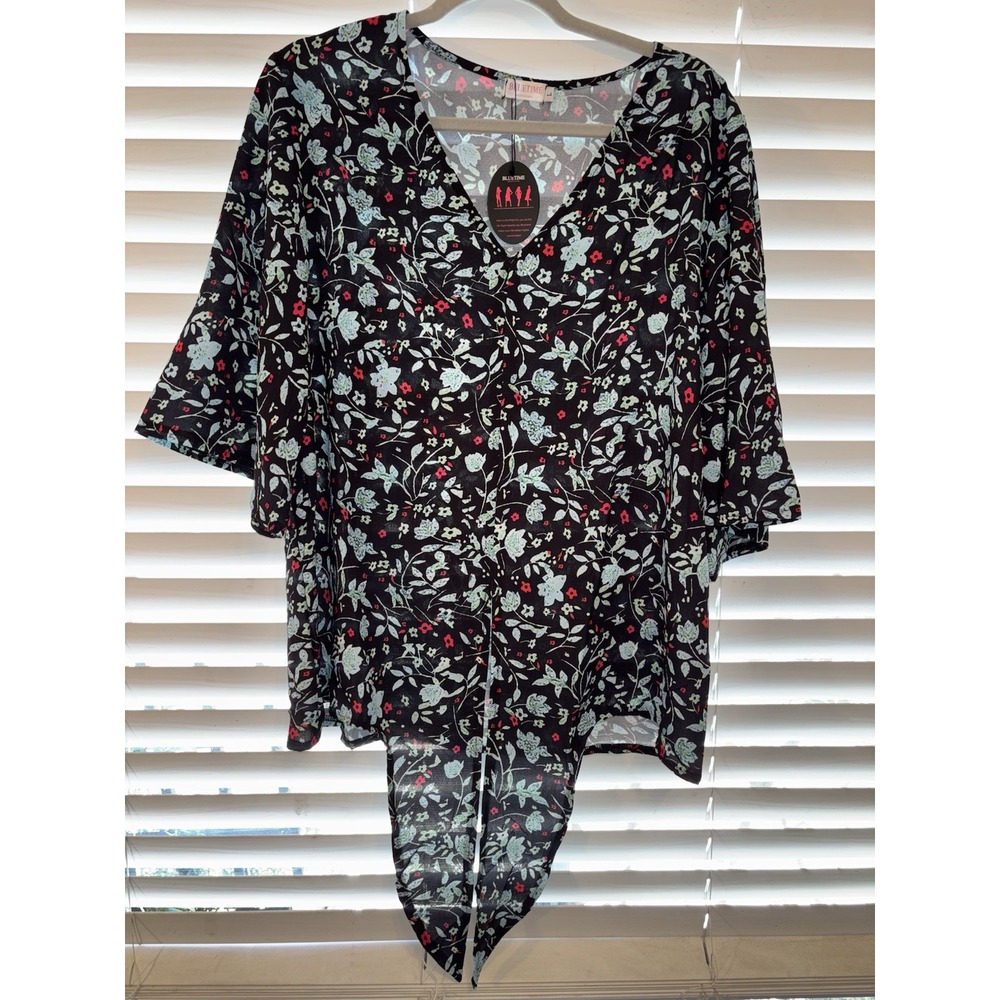 Bluetime Top Womens Large Short‎ Sleeve Lightweight Floral NWT